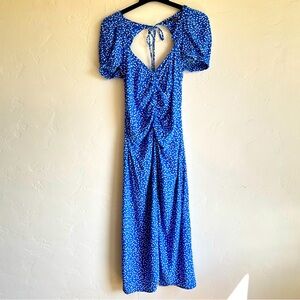 Zara sapphire blue with white polka dots dress. Size M